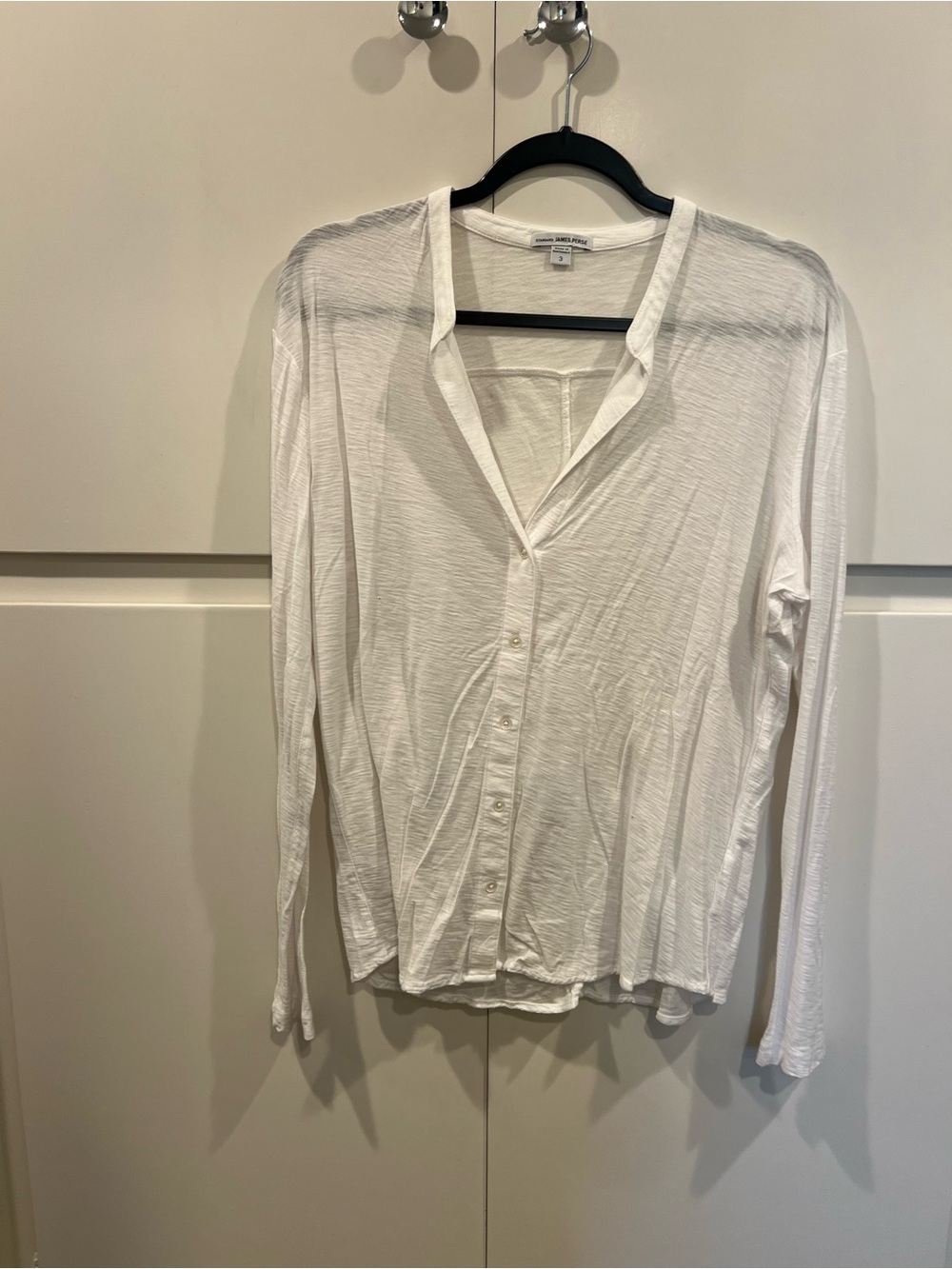 James Perse White Lightweight Button-Down Shirt